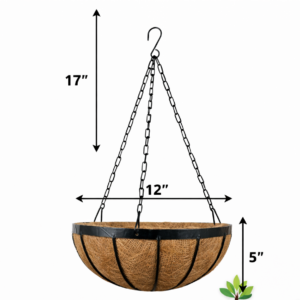 12" Metal Frame & Coco Fiber Hanging Basket